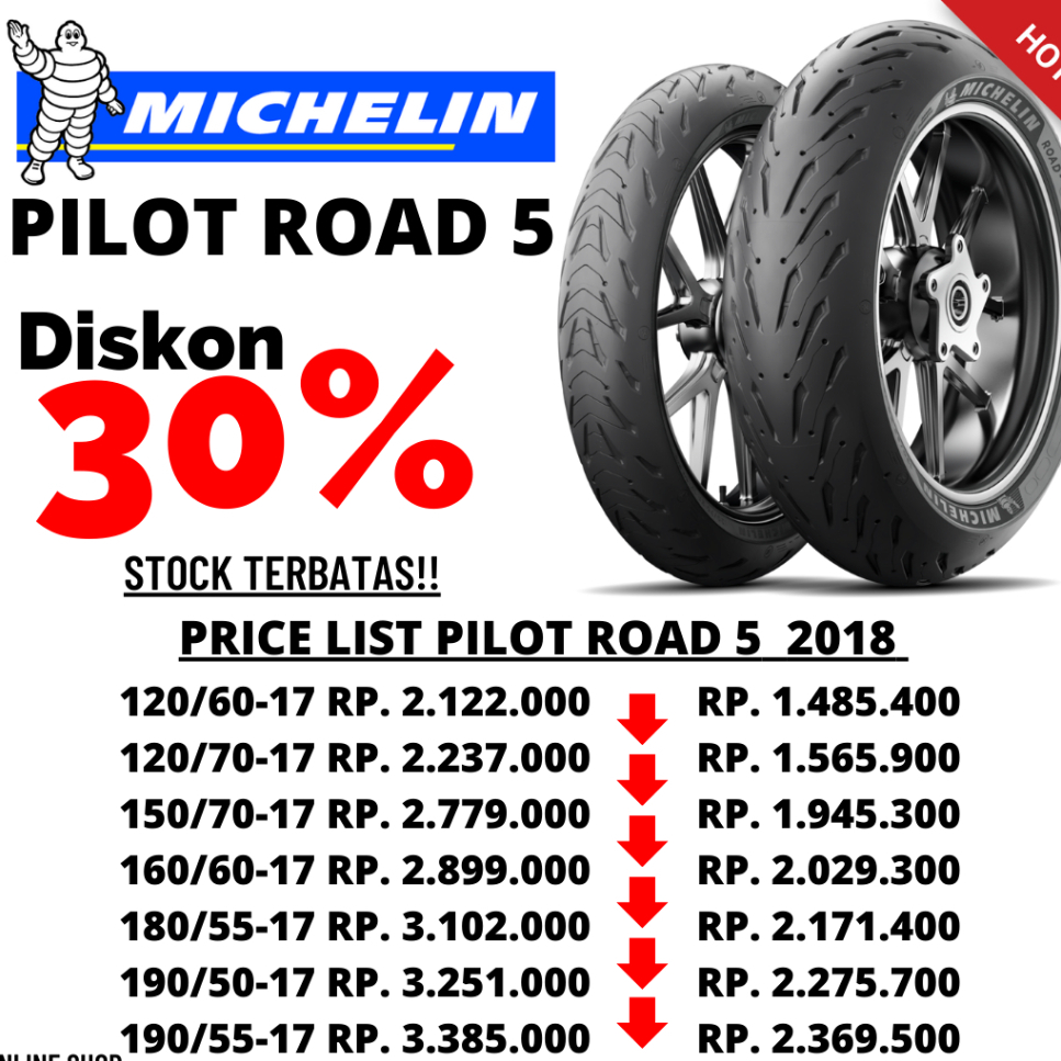 Jual ban motor michelin road 5 ninja 250 zx25r r25 cbr250rr r15 versys ...