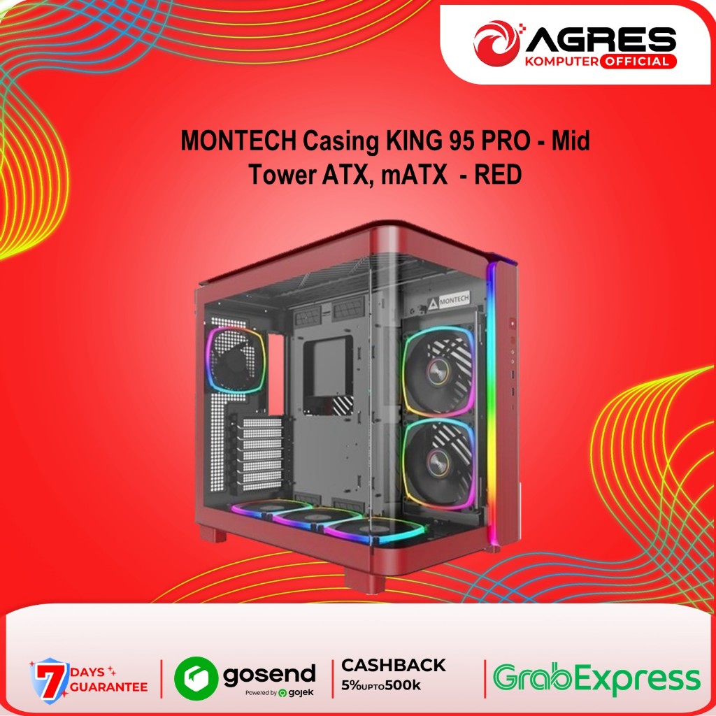 Jual MONTECH Casing KING 95 PRO Mid Tower ATX, mATX RED Shopee