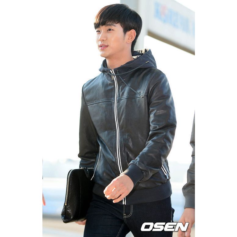 Jual Kim Soo Hyun Leather Jacket Replika Jaket Semi Kulit Pria QOT Baek ...