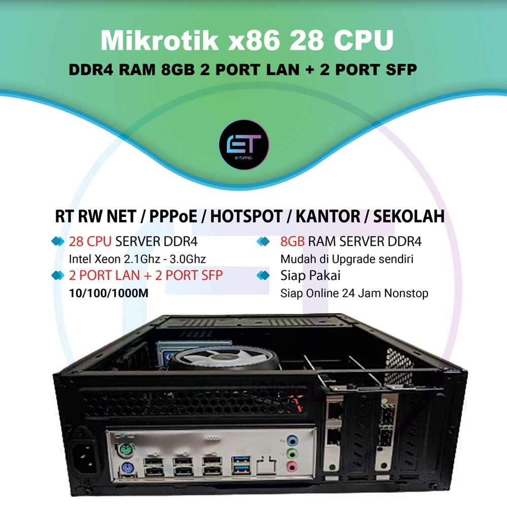Jual Mikrotik x86 28Cpu Ddr4 2 LAN 2 SFP Gigabtye Server | Shopee Indonesia