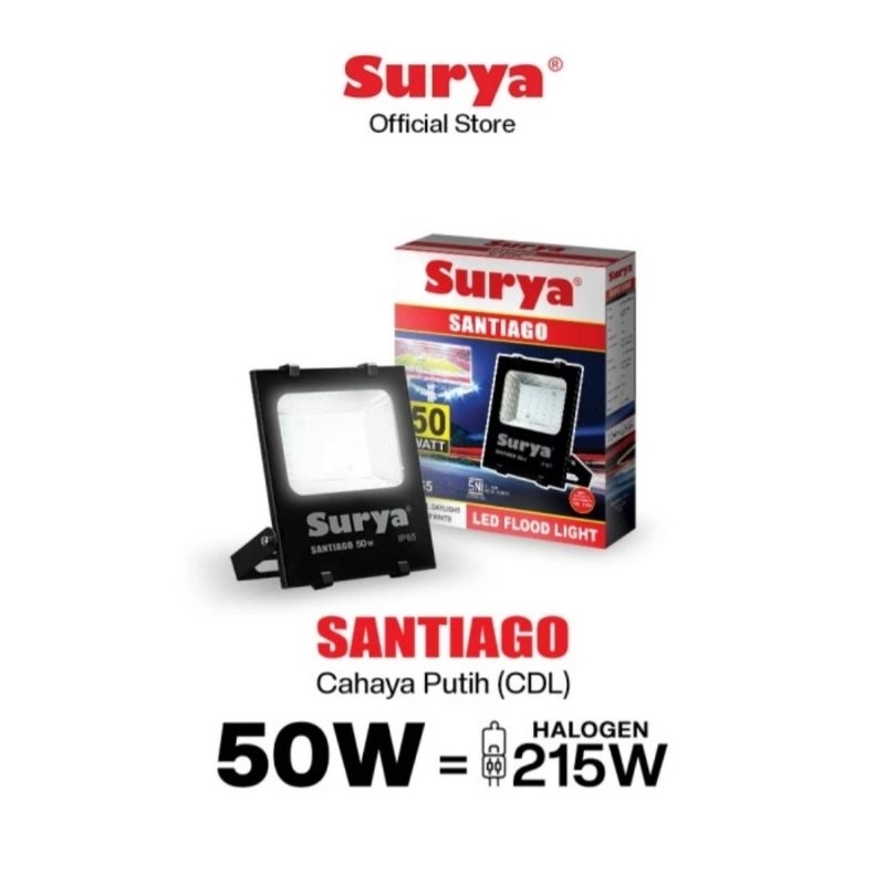 Jual Surya Floodlight Santiago 50w Lampu sorot Led 50 Watt CDL Putih Shopee Indonesia