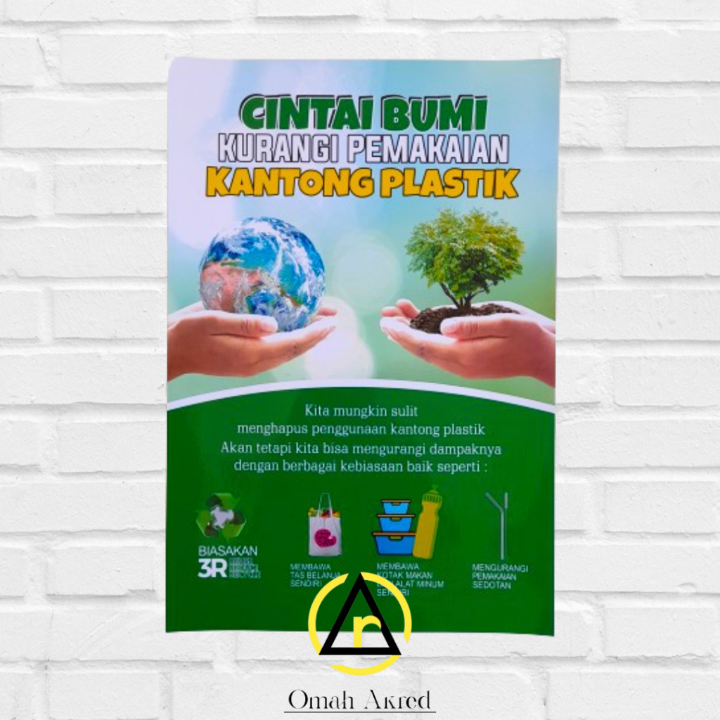 Jual Poster Cintai Bumi Kurangi Pemakaian Kantong Plastik - 3R - Poster ...