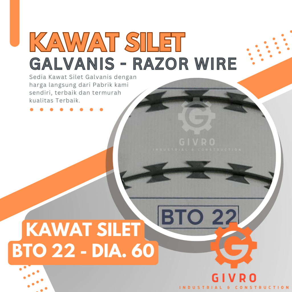 Jual Kawat Silet BTO 22 Diameter 60 Galvanis | Razor Wire - Kawat Anti ...