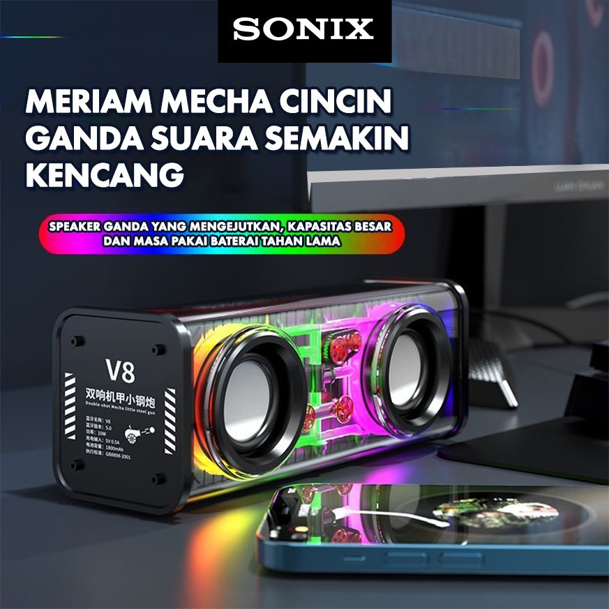 Jual Sonix Speaker Bluetooth 10W SK01 Transparan Wireless RGB LED Light