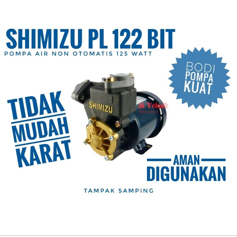 Jual Pompa air Shimizu PL 122 BIT non otomatis water pump anti karat ...