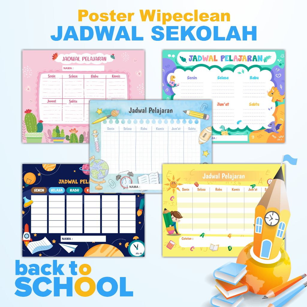 Jual Poster jadwal pelajaran sekolah wipe clean - poster wipeclean ...