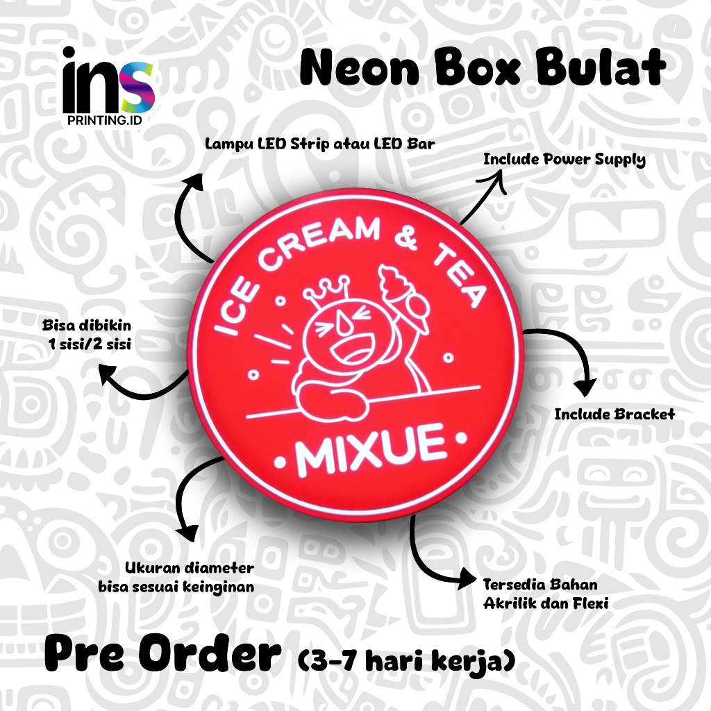 Jual Neon Box Bulat 1 sisi dan 2 sisi Free Bracket Free Design | Shopee ...