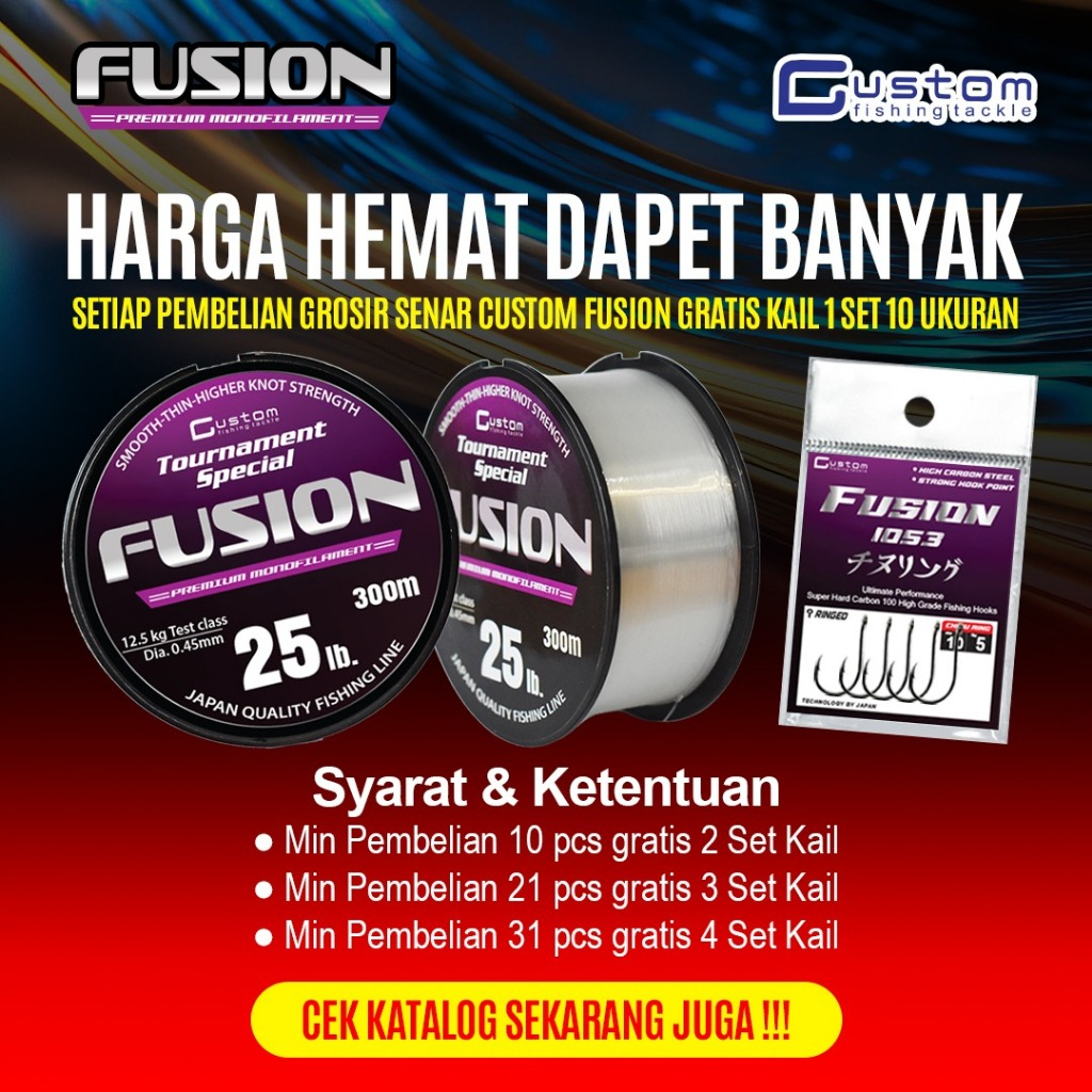 Jual CUSTOM Senar Monofilament FUSION 300M Clear White Tournament ...