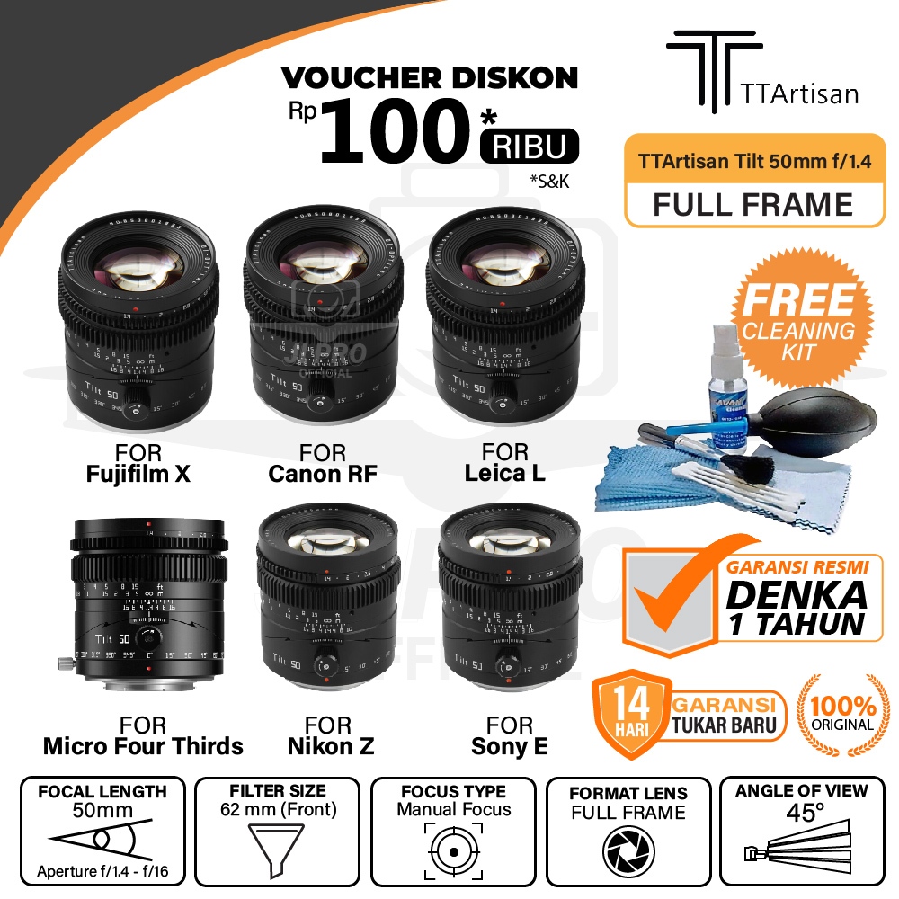 Obiettivo TTArtisan 50mm f/1.4 Tilt per mirrorless Sony