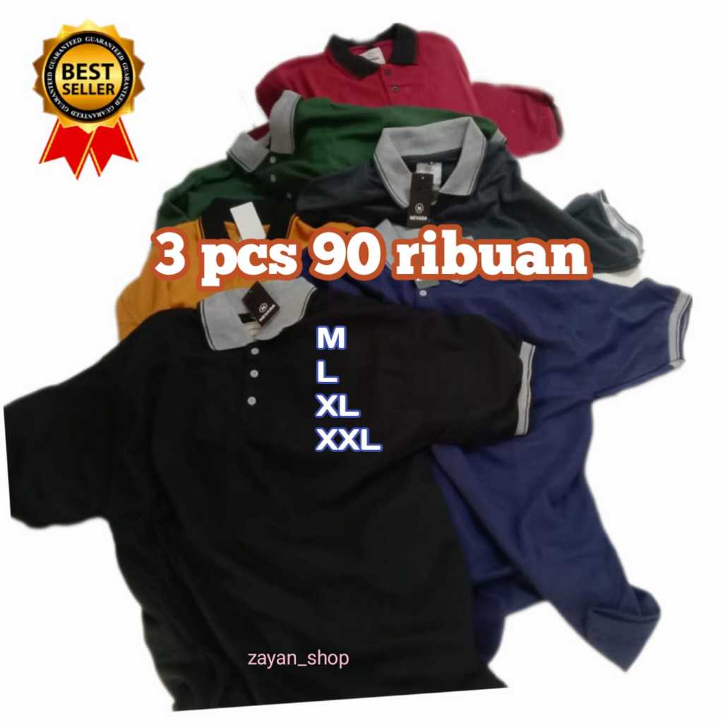Jual 3PCS 90 RIBUAN KAOS KERAH POLOS PRIA LENGAN PENDEK TERBARU II KAOS ...