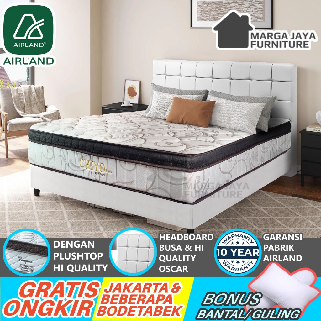 Jual Spring Bed AIRLAND SET Chiyo Euro Plush Top + Divan Sandaran Putih ...