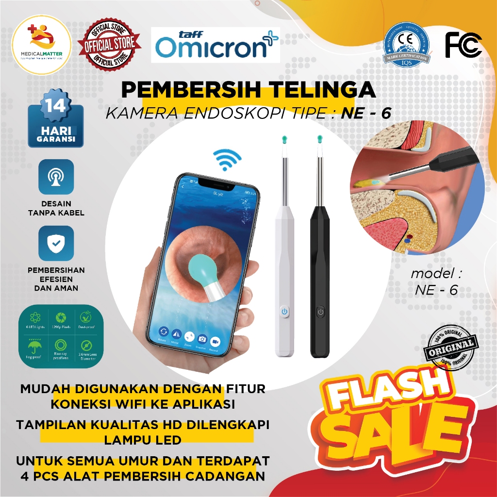 Jual TaffOmicron Pembersih Kotoran Telinga Kamera Endoskopi Visual HD ...
