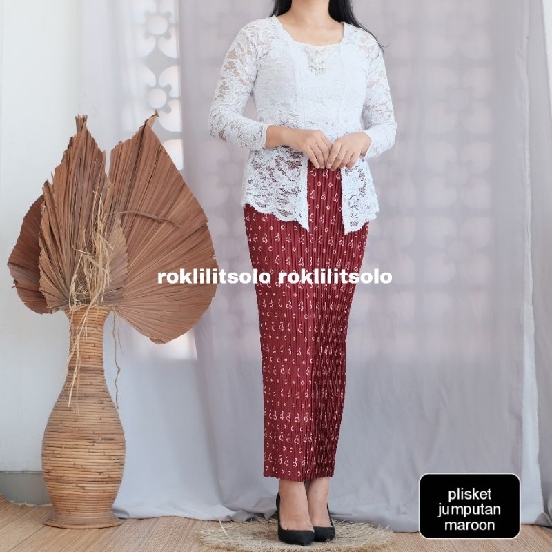 Jual Rok Plisket Batik Rok Jumputan Plisket Bawahan Kondangan Rok Kebaya Shopee Indonesia 9323