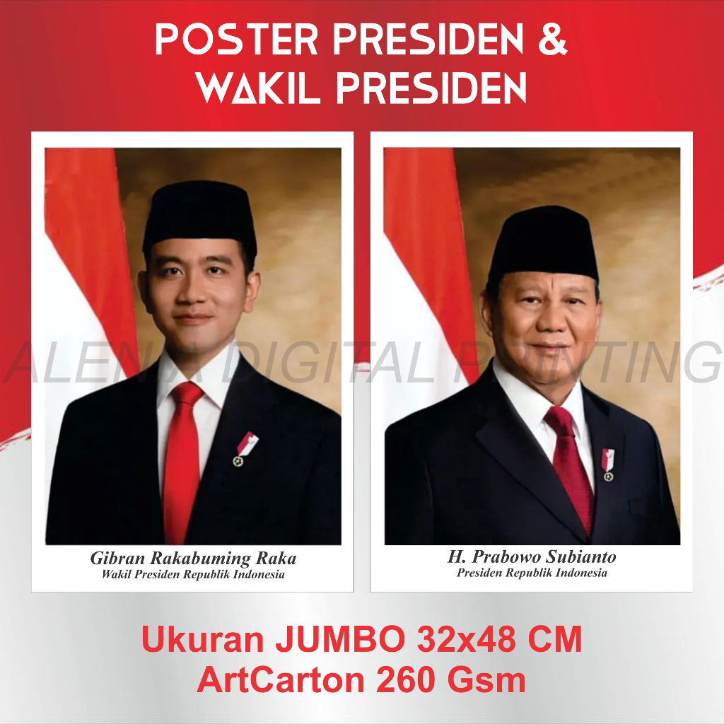 Jual Foto Presiden Dan Wakil Presiden Prabowo Gibran Poster Ukuran Jumbo 32x48 Cm Shopee Indonesia