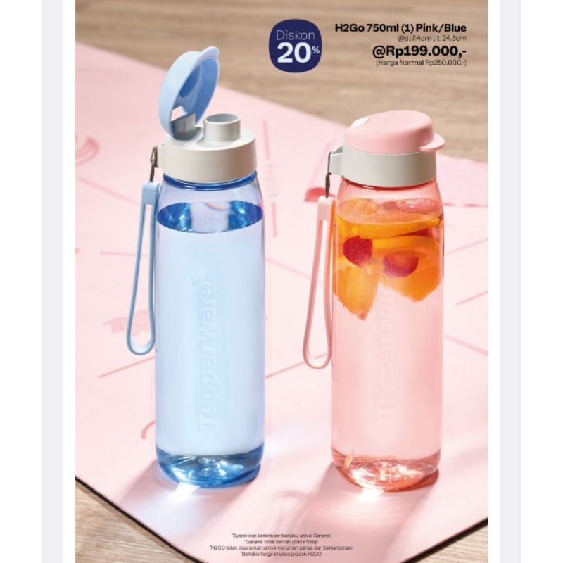 Jual Tupperware H2go Cristal hitam,biru,pich no pipet 1 pcs | Shopee ...