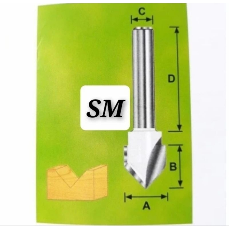 Jual MATA PROFIL ACP MATA ROUTER V GROOVE 12MM 1/4
