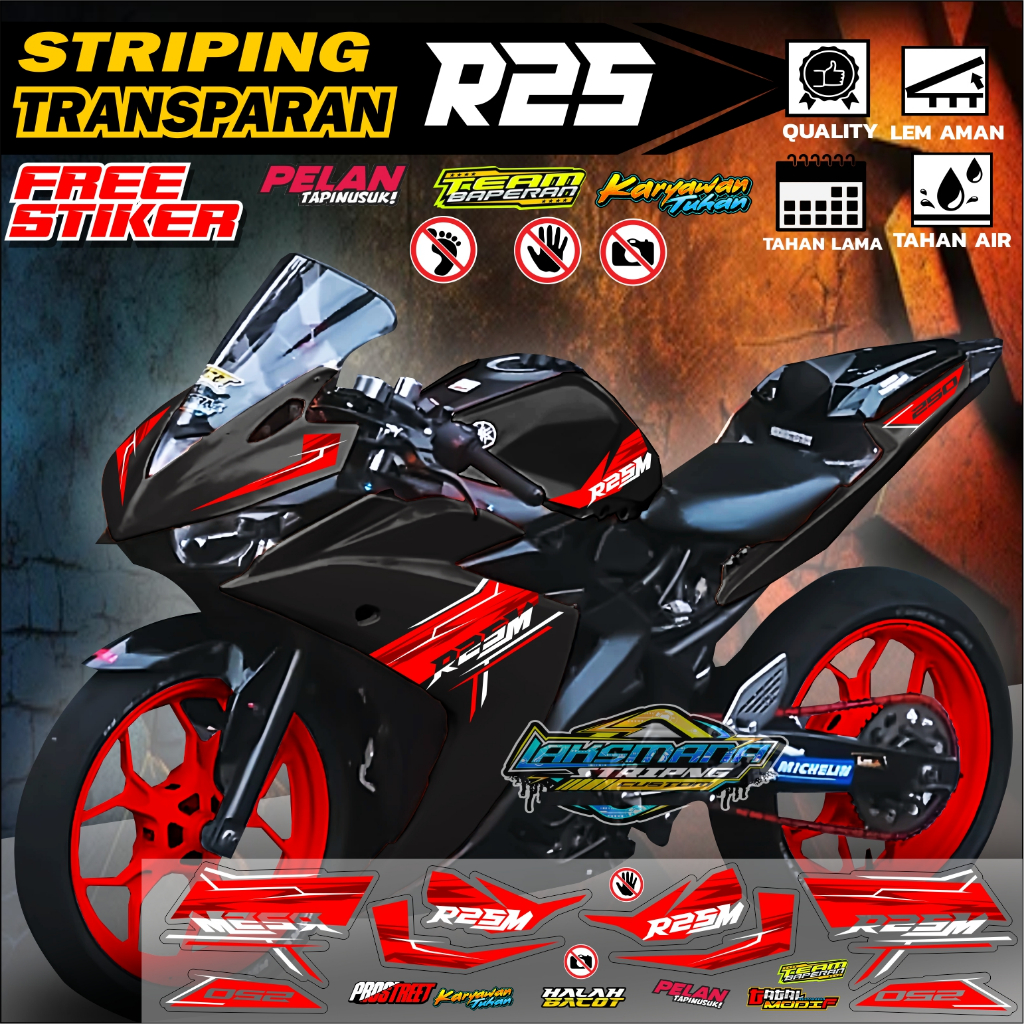Jual STRIPING TRANSPARAN YAMAHA R25 STIKER YAMAHA R25 OLD | Shopee ...