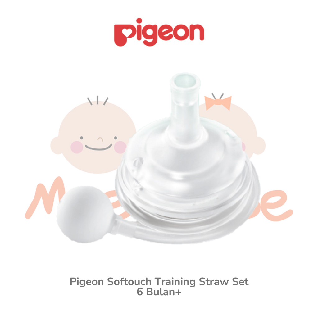 Jual Pigeon Softouch Training Straw Set Dot Botol Susu Bayi 6m ...