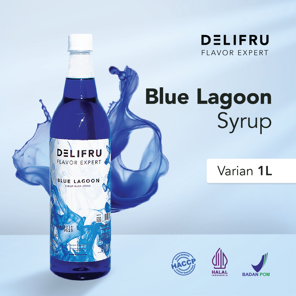 Jual Delifru Blue Lagoon Syrup Liter Sirup Kurasao Biru Premium Shopee Indonesia