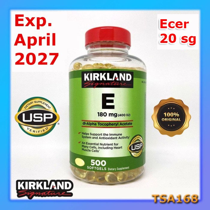 Jual Kirkland Vitamin E 180 mg 400 IU Repack 20 Softgel Shopee Indonesia