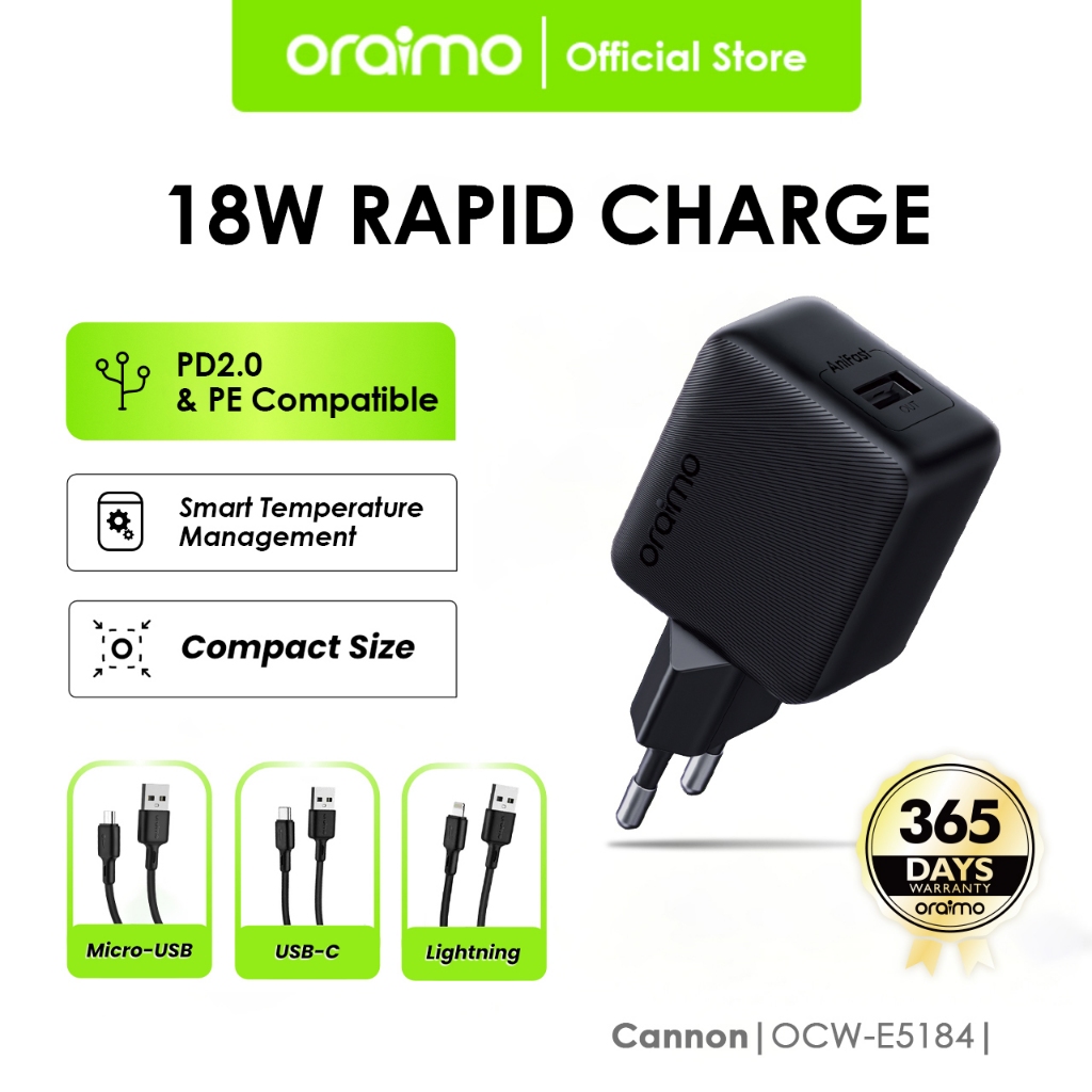 Jual Oraimo Charger Handphone Cannon W Ocw E Fast Charging Quick Charge Power Delivery Pd