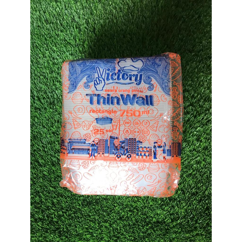 Jual THINWALL RECTANGLE VICTORY 750ML FOOD CONTAINER MAKANAN ISI 25PCS ...