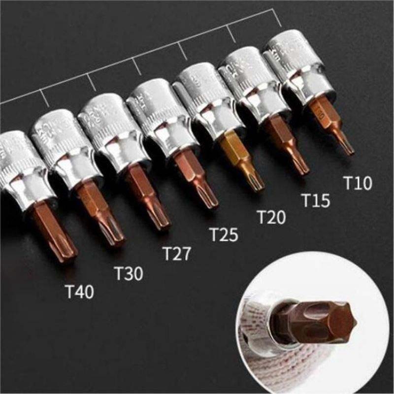 Jual 6pcs Mata Shock Kunci Torx Bintang Mata Sock L Pendek 1/4”Mata Hex ...