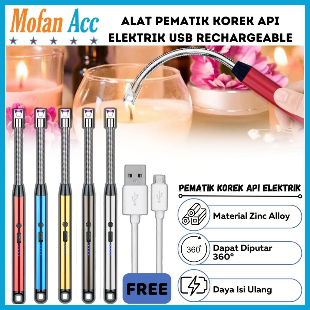 Jual Pemantik Korek Api Torch Elektrik 360° / Lighter USB Rechargeable ...
