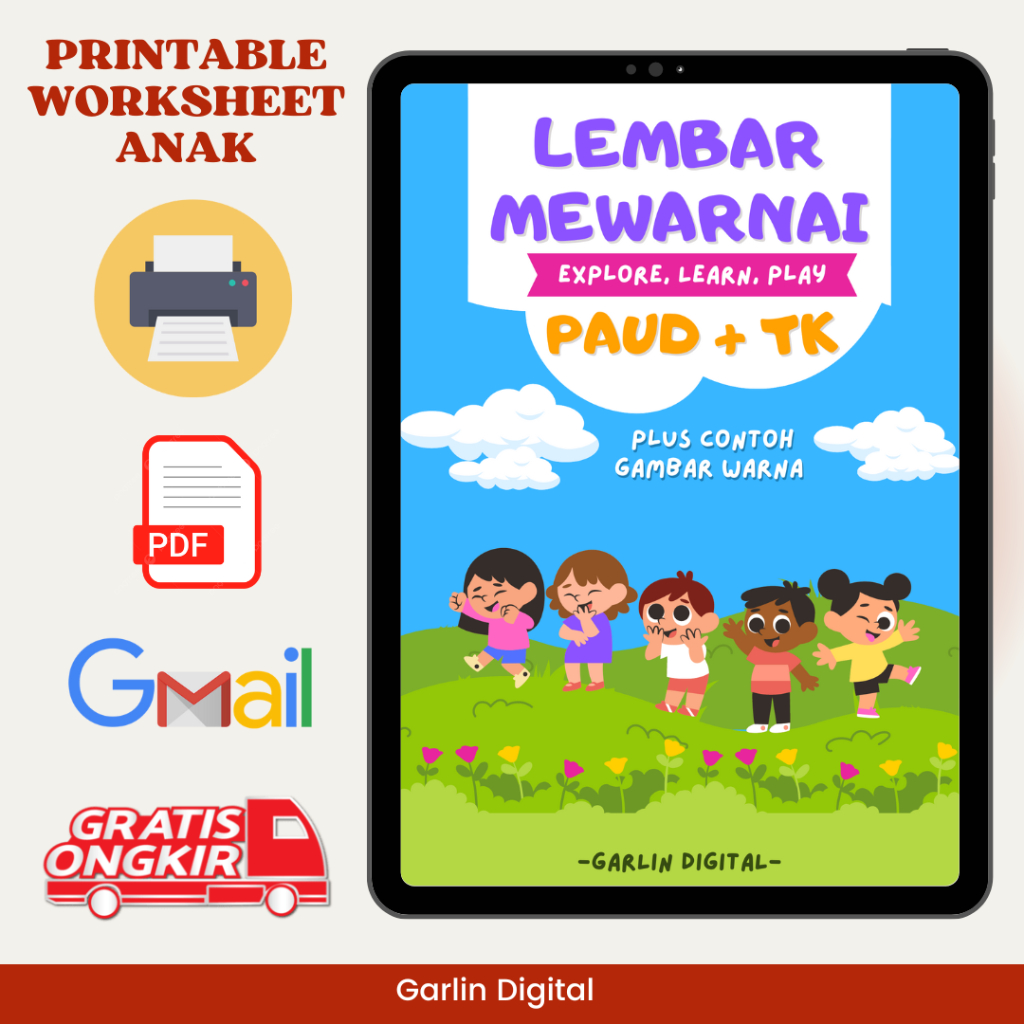 Jual Lembar Mewarnai Anak PAUD TK - Printable Worksheet Anak - 30 ...