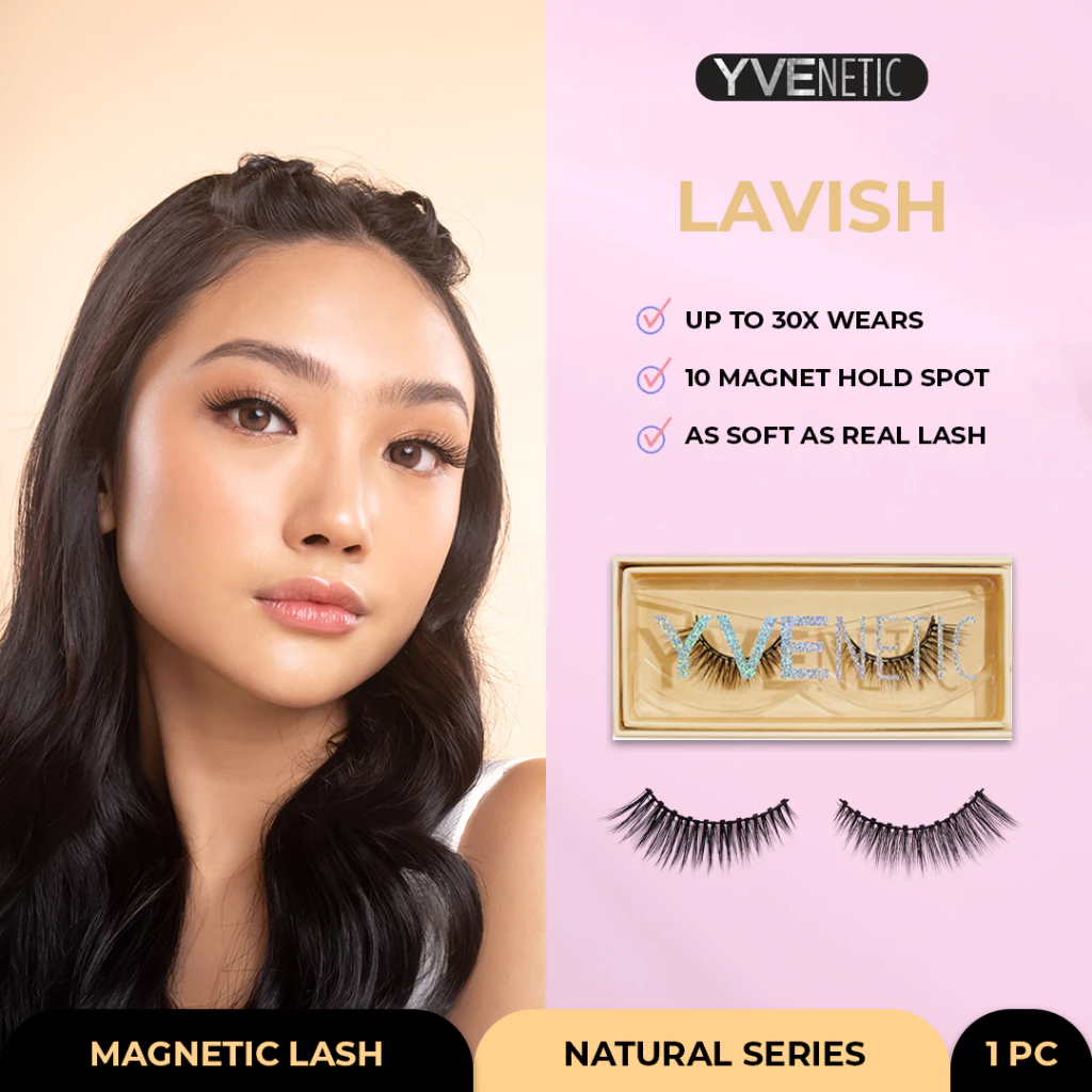 YVENETIC Lavish (Natural) - Magnetic Eyelash | Bulumata Magnetik Tanpa Lem - Menggunakan Eyeliner Magnet