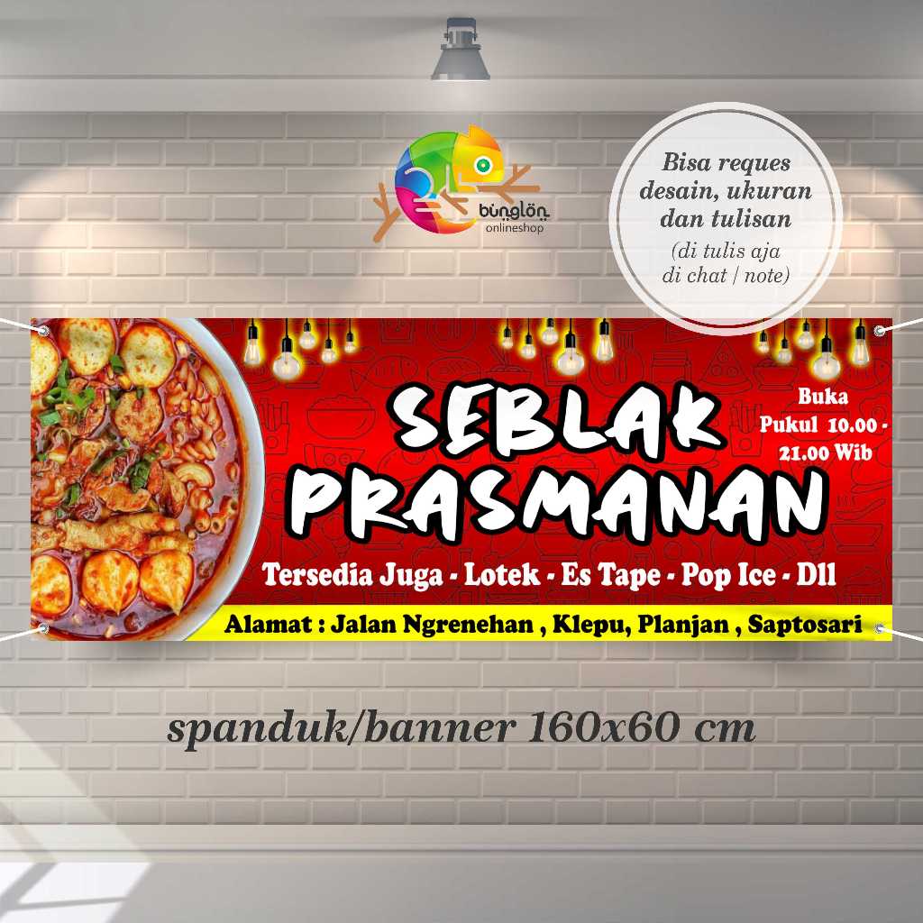 Jual Spanduk Banner Seblak Prasmanan Free Custom Desain | Shopee Indonesia