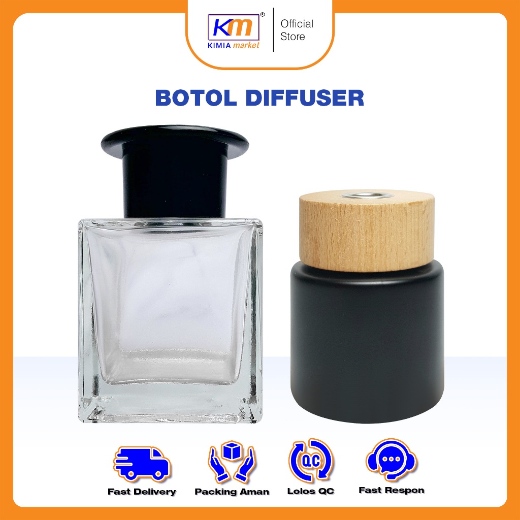 Jual Botol Diffuser parfum Kaca Tutup Hitam Ukuran 80ml dan 100ml ...