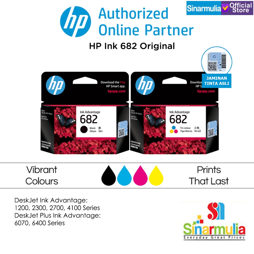 Jual Hp 682 Black682 Color Original Catridge Shopee Indonesia 7724