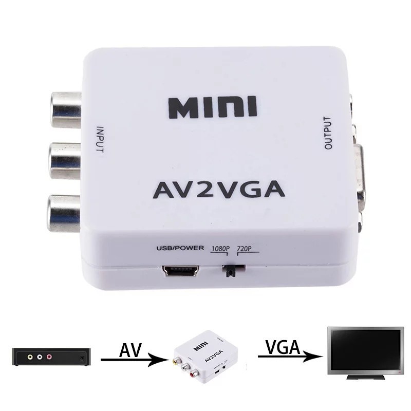 Jual KONVERTER AV TO VGA / AV2VGA RCA VIDOE TO VGA | Shopee Indonesia