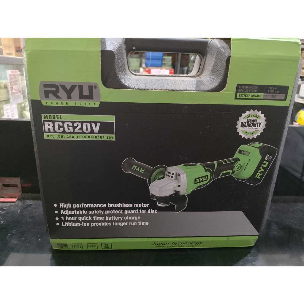 Jual Mesin Gerinda Baterai Tangan RYU RCG 20V 100mmCordless Angel ...