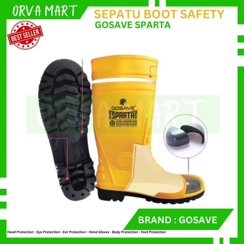 Jual Sepatu Boot Safety Rubber GOSAVE SPARTA With Steel Toe Ujung Besi ...