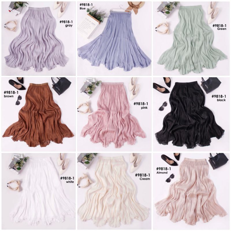 Jual PASTEL - Rok Shimmer Silk Polos Panjang Premium Import | Shopee ...