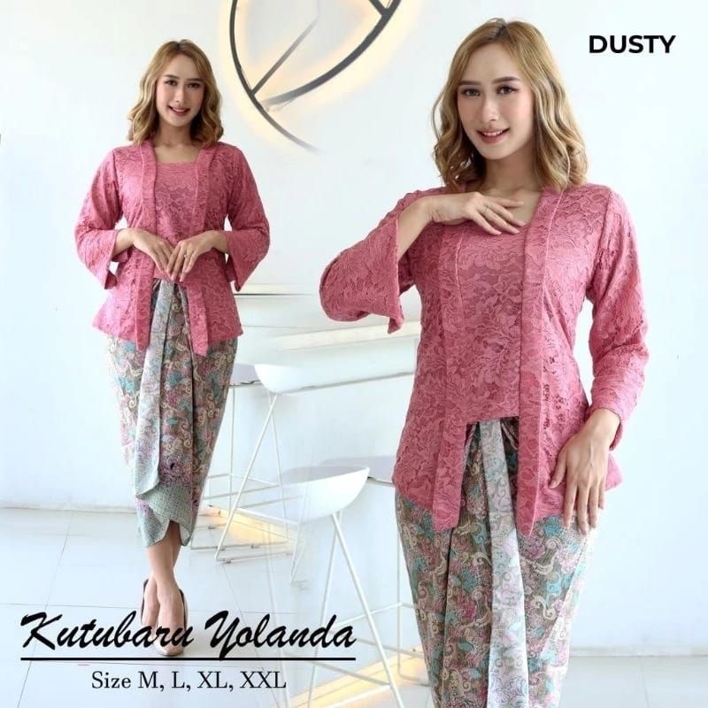 Jual Setelan Kebaya Kutu Baru Brukat Dan Rok Lilit Batik Kebaya