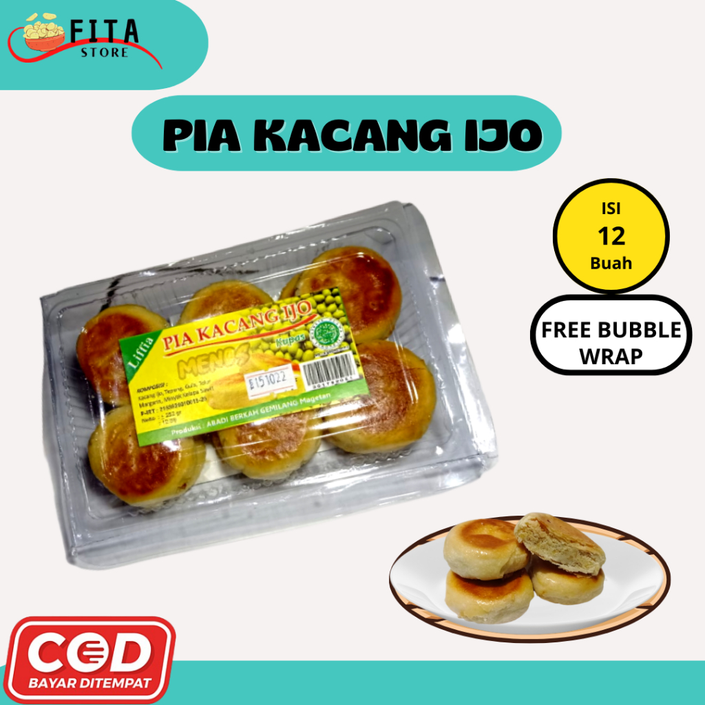 Jual Kue Pia Kacang Hijau Enak Lembut Roti Khas Magetan Isi 12 Buah ...