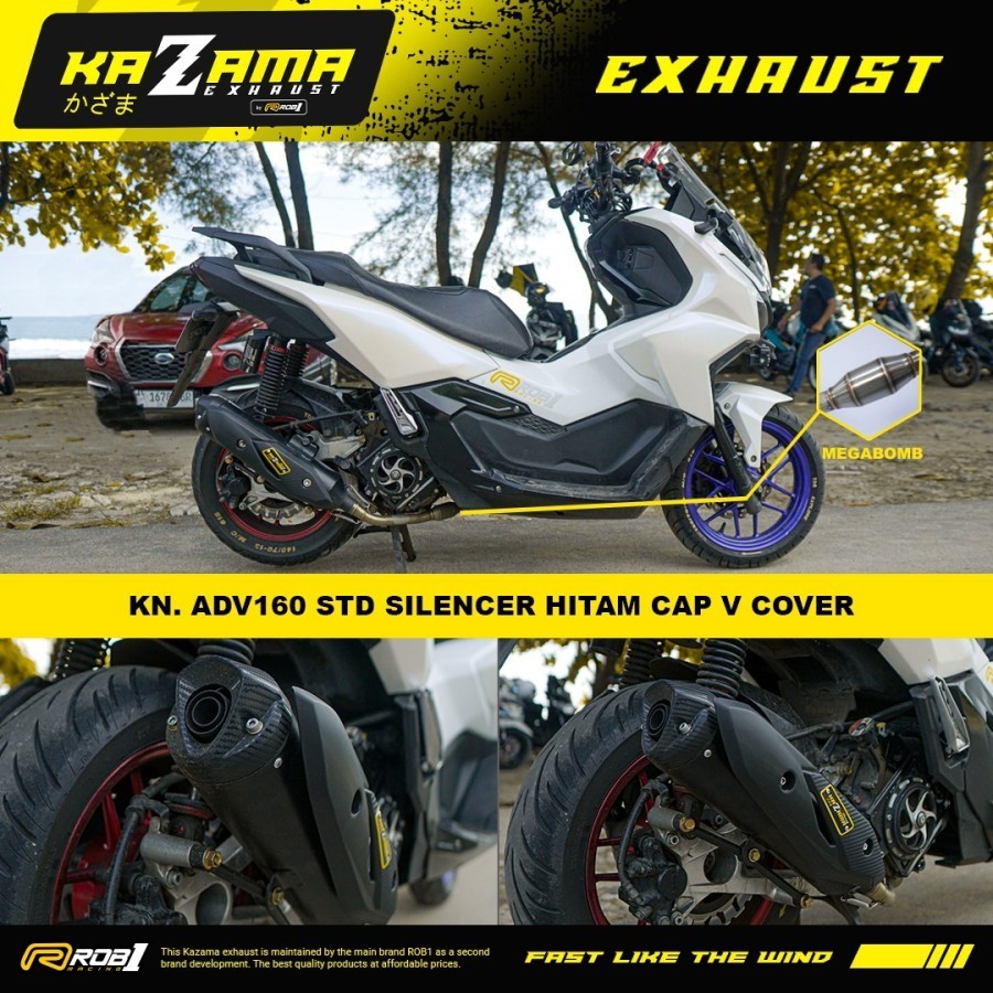 Jual ROB1 KNALPOT KAZAMA ADV 160 SILENCER HITAM CAP V COVER | Shopee ...