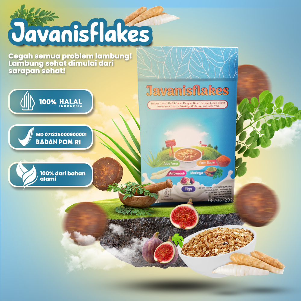 Javanisflakes - Sereal Mengatasi Gerd Maag Obat Herbal Asam Lambung Kronis Ampuh Umbi Pati Garut