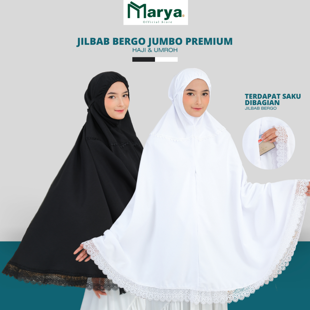 Jual Jilbab Bergo Renda Jumbo Saku Premium Wanita Muslimah Perlengkapan ...