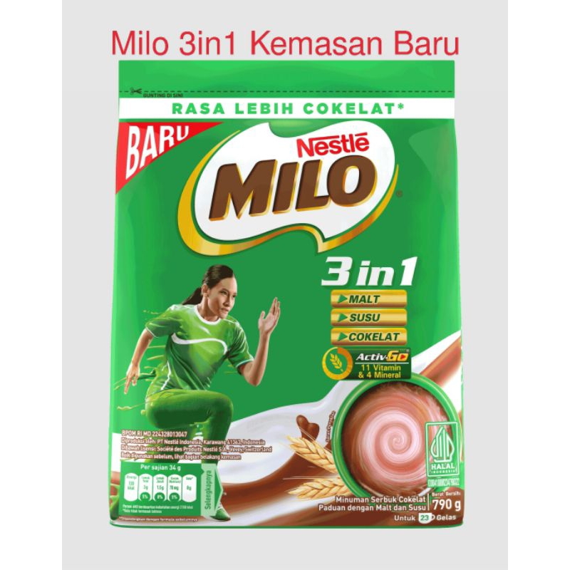 Jual Milo Activ Go 800 gram / Milo 3in1 800 gram ( Milo Kemasan Baru ...
