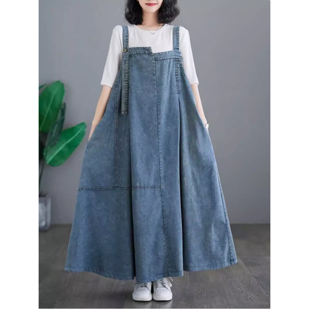Jual LC1438 Premium Overall Jeans Rok Polos Fashion Retro Terbaru ...