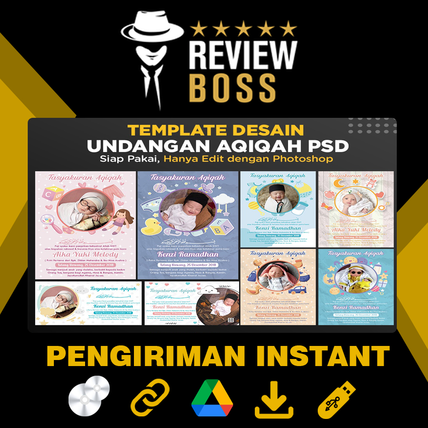 Jual TEMPLATE UNDANGAN SYUKURAN TASYAKURAN AQIQAH KEKINIAN FORMAT PSD