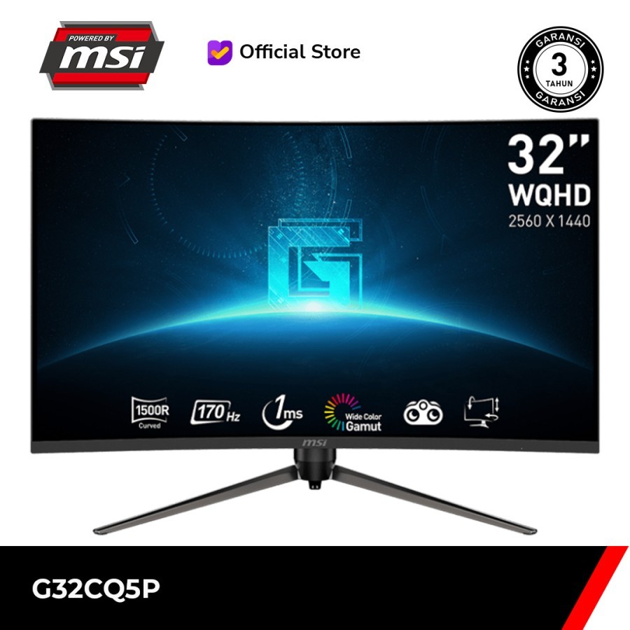 Jual Monitor MSI G32CQ5P - 32 inch 2K WQHD VA 170Hz 1ms 32