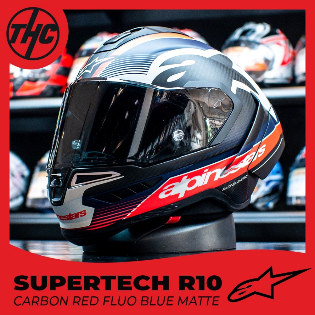 Jual HELM ALPINESTAR SUPERTECH R10 CARBON RED FLUO BLUE MATTE FULL FACE ...