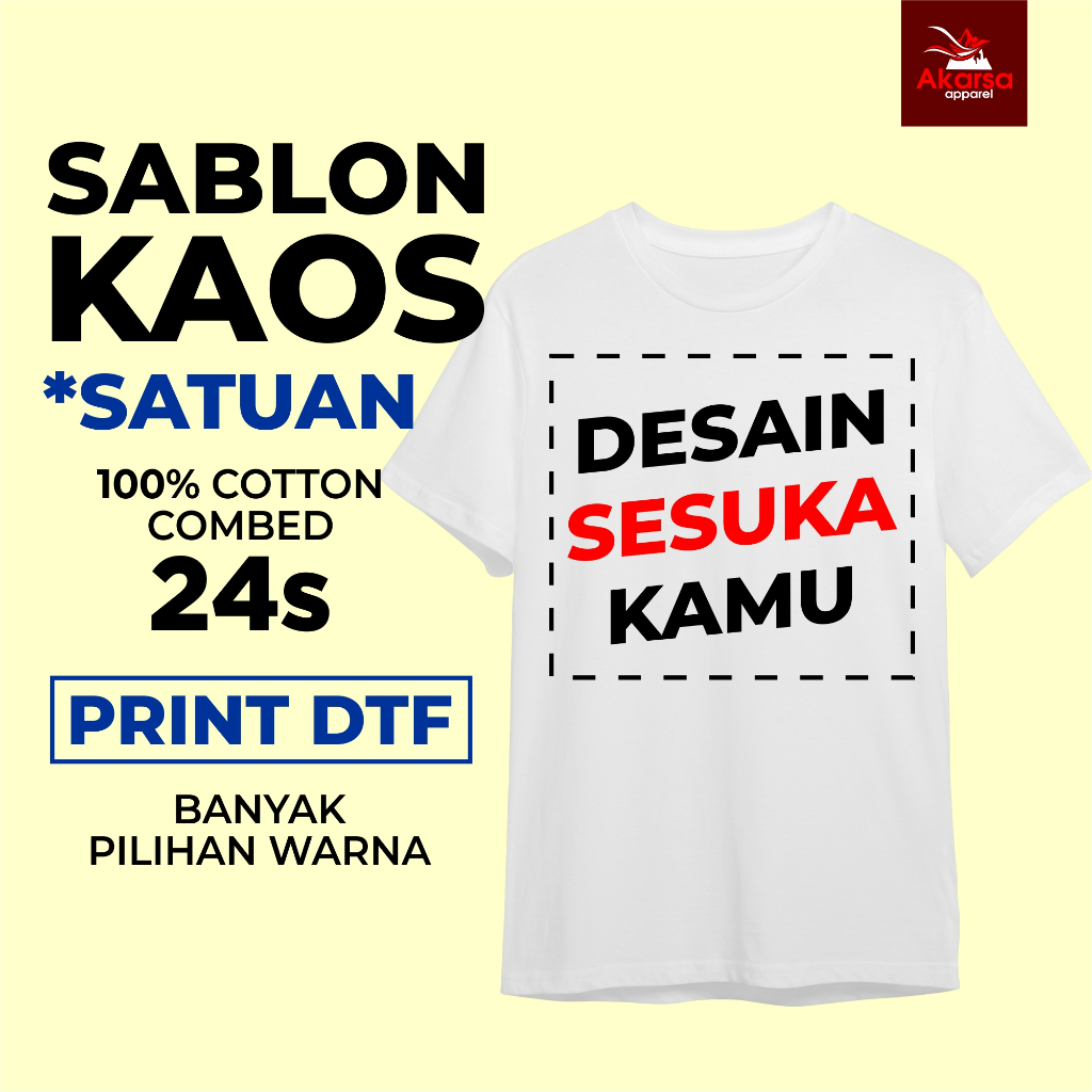 Jual kaos Sablon custom satuan cotton premium sablon full color bisa ...
