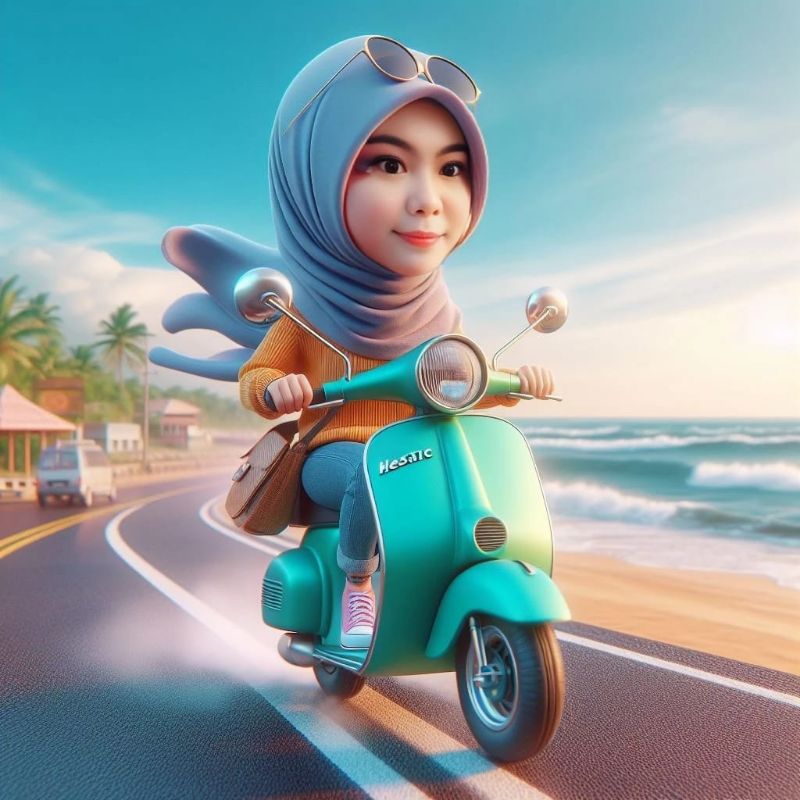 Jual Edit Foto Karikatur Naik Motor Vespa Shopee Indonesia