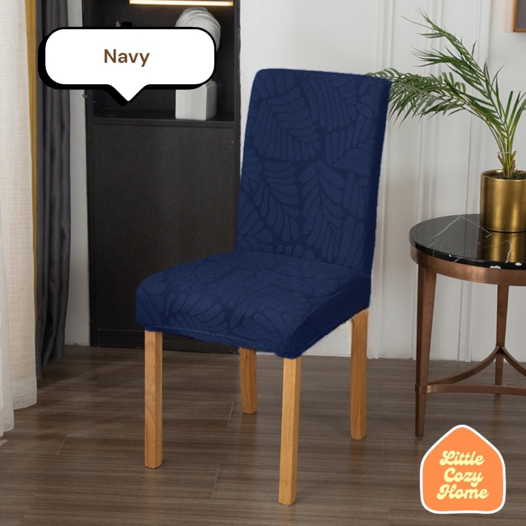 Furniture Navy Blue Chair Cover Dining Chair Cover Palm Jacquard